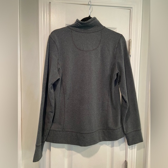L.L. Bean Size M Full Zip Mock Neck Cotton Stretch Dark Gray Sweatshirt Jacket - Picture 9 of 11
